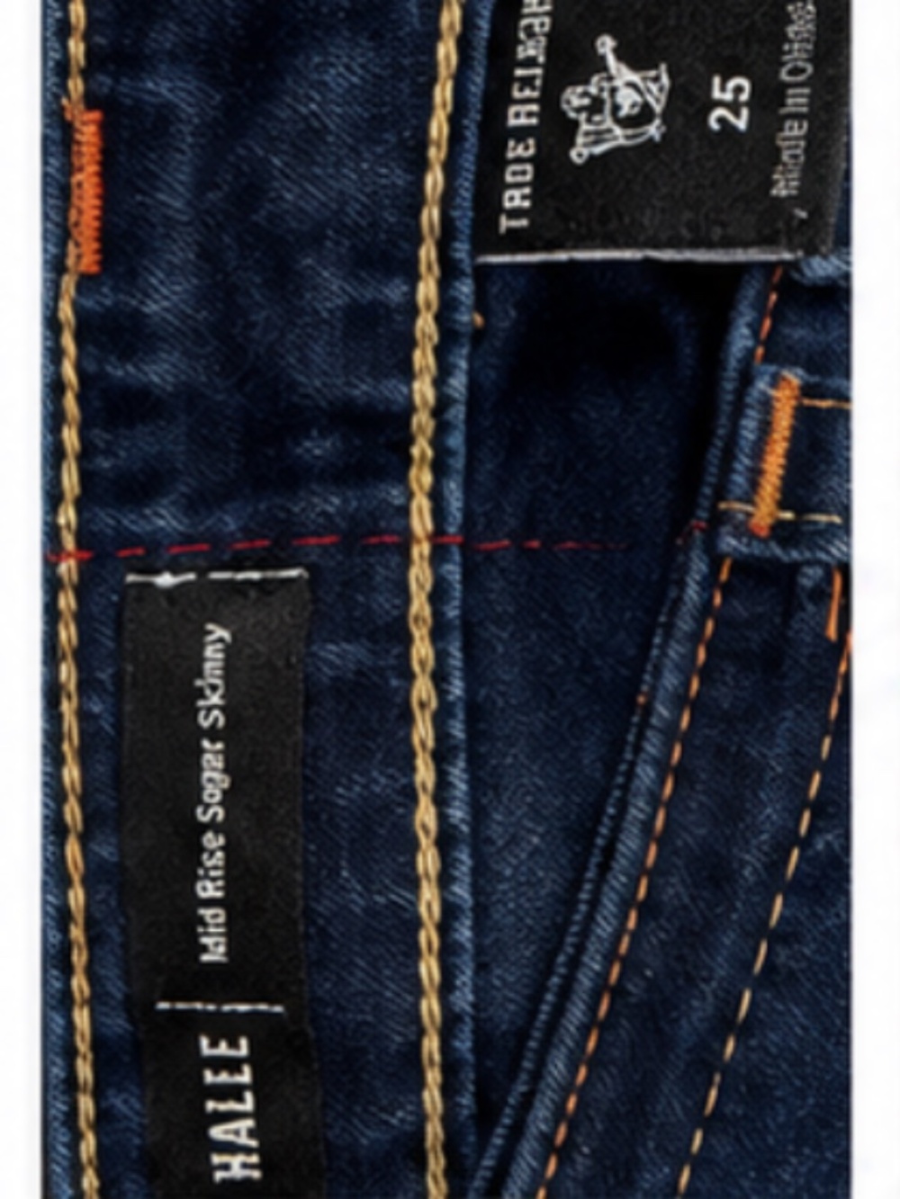True Religion Hailee Mid Rise Super Skinny Jeans 25 Dark Wash Contrast Stitch Y2 - Picture 6 of 7